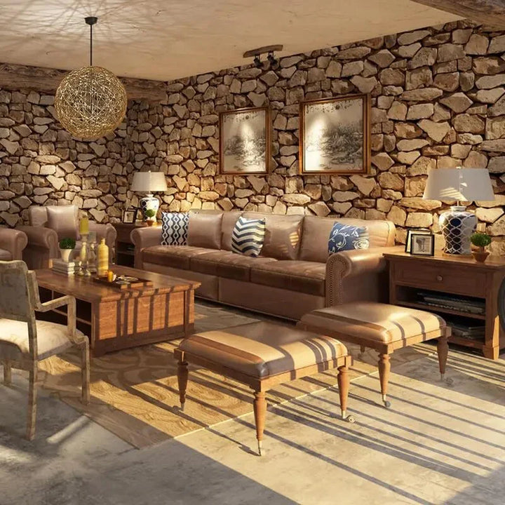 3D Stone Pattern Retro Wallpaper | Bowlift