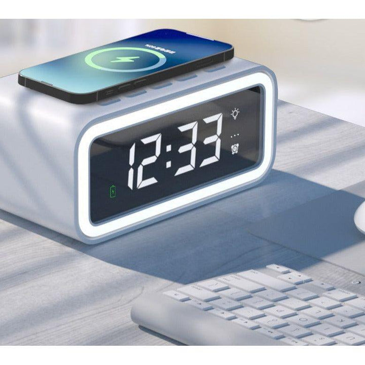 BowLift | MultiTime 2-in-1 Digital Alarm Clock with Wireless Qi Charging – LED Display & Snooze Function