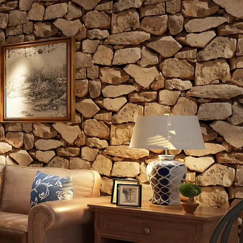 3D Stone Pattern Retro Wallpaper | Bowlift