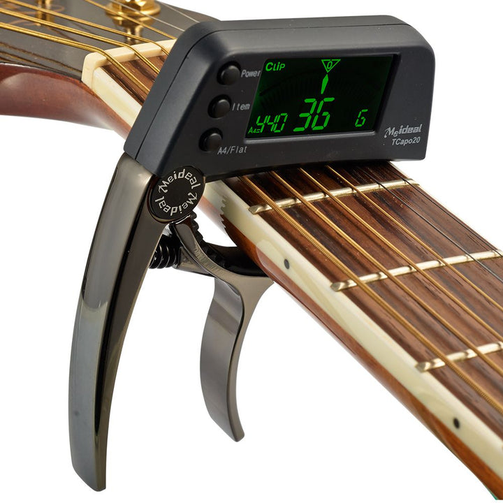 Capo & Tuner "TuneGrip" – 2-in-1 Guitar accessory with LCD screen | Bowlift