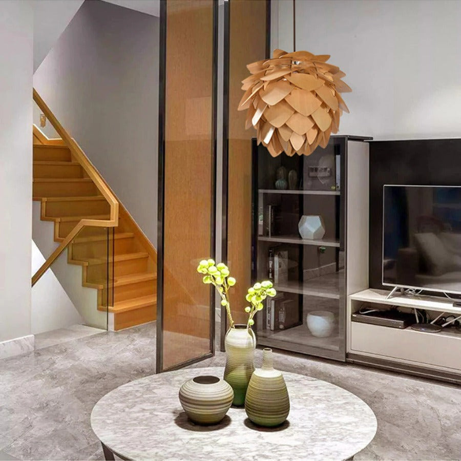 BowLift | Handcrafted Wooden Pine Cone Pendant Light