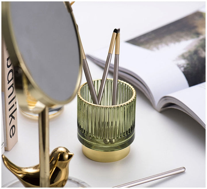 BowLift | Elise Gold Foil Glass Makeup Halter & Organizer