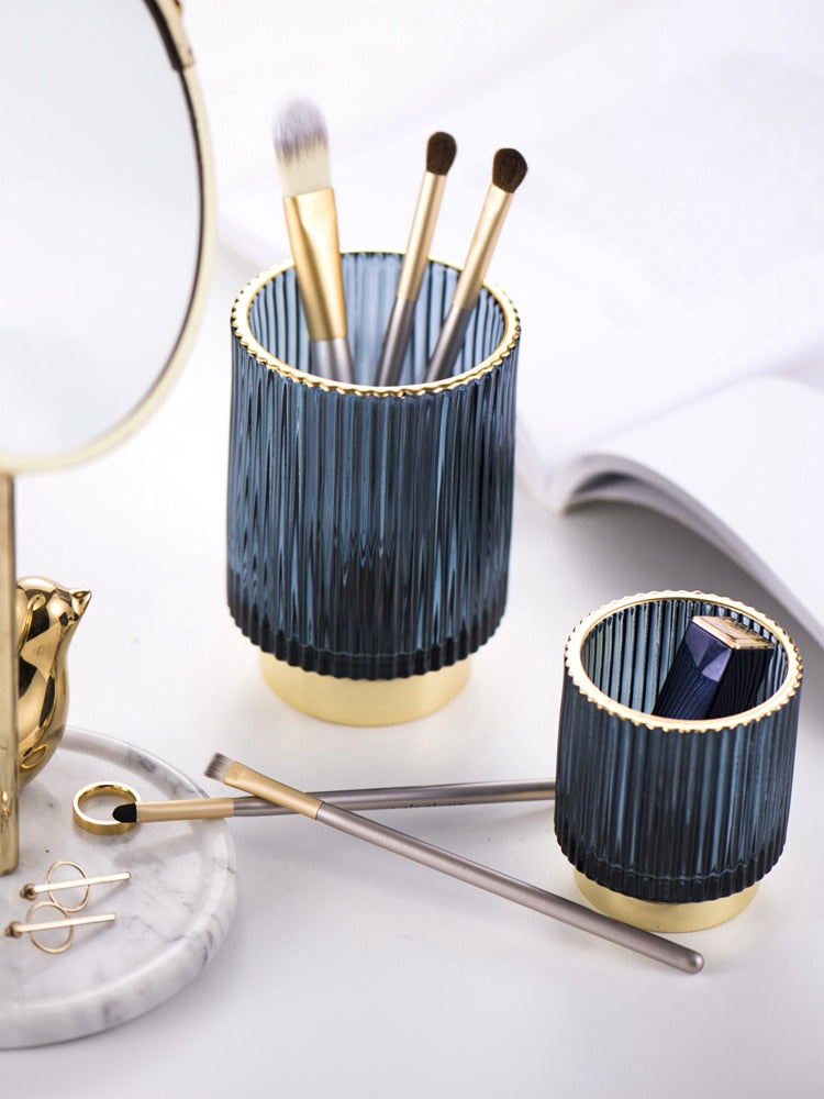 BowLift | Elise Gold Foil Glass Makeup Halter & Organizer