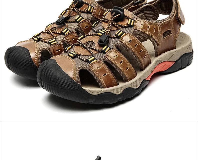 BowLift | Summer Men's Outdoor Sandals Beach Shoes Genuine Leather Trekking Hiking