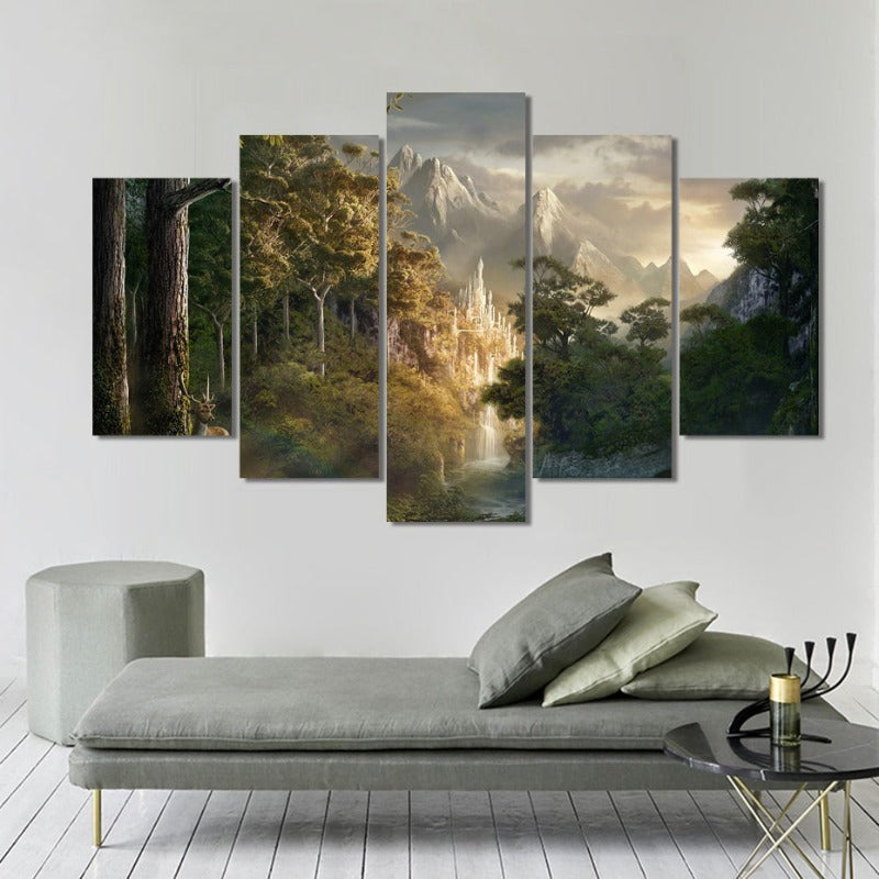 5 Piece Abstract Nature Scenery - Canvas Wall Art Painting | Bowlift