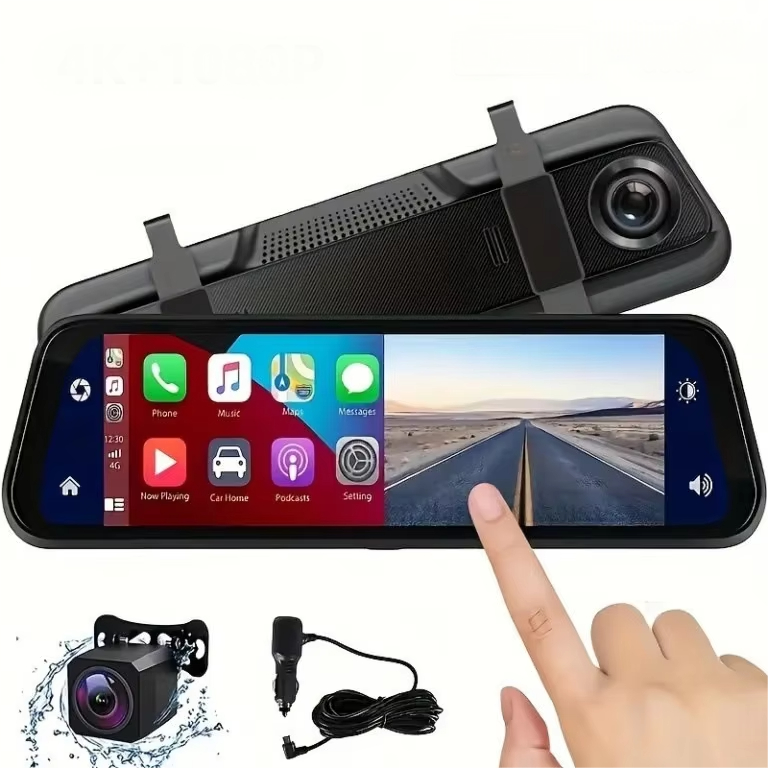 BowLift | VisionMirror Pro – Ultra HD Mirror Dash Cam with Wireless CarPlay & Android Auto