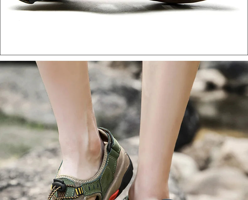 BowLift | Summer Men's Outdoor Sandals Beach Shoes Genuine Leather Trekking Hiking