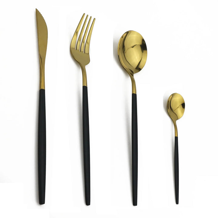 BowLift | Luxury Black-Gold Stainless Steel Cutlery Set - for Elegant Meals