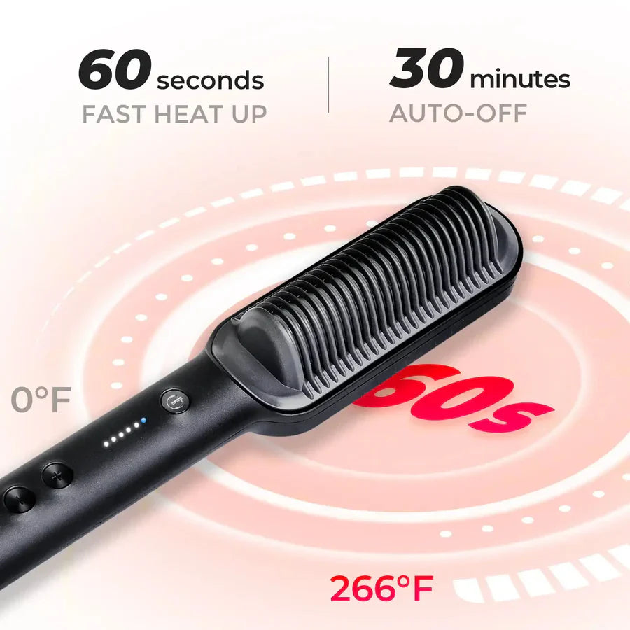 BowLift | Hair Straightening Brush UK – 2-in-1 Thermal Comb Straightener & Curler with Adjustable Heat & Tourmaline Technology
