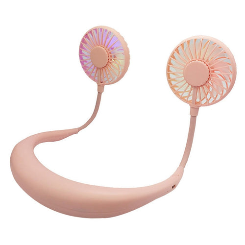 Creative Mini Hanging Neck Type Fan Outdoor LED Fan (Pink) | Bowlift