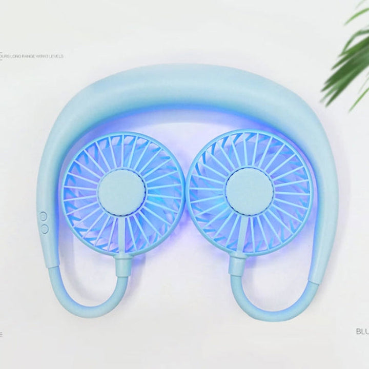 Creative Mini Hanging Neck Type Fan Outdoor LED Fan (Blue) | Bowlift