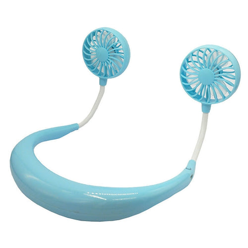 Creative Mini Hanging Neck Type Fan Outdoor LED Fan (Blue) | Bowlift