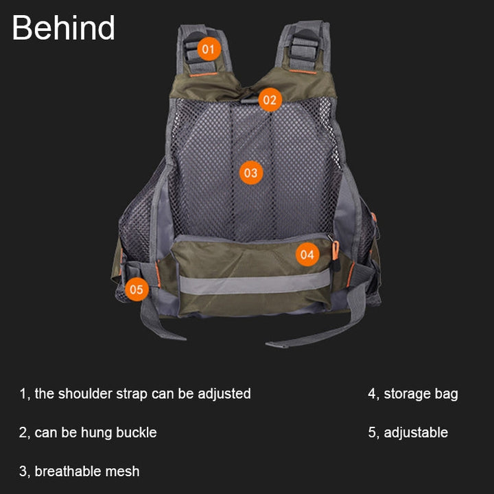 BowLift | MEN Outdoor Multifunctional Fishing Vest Life Jacket (Gray)