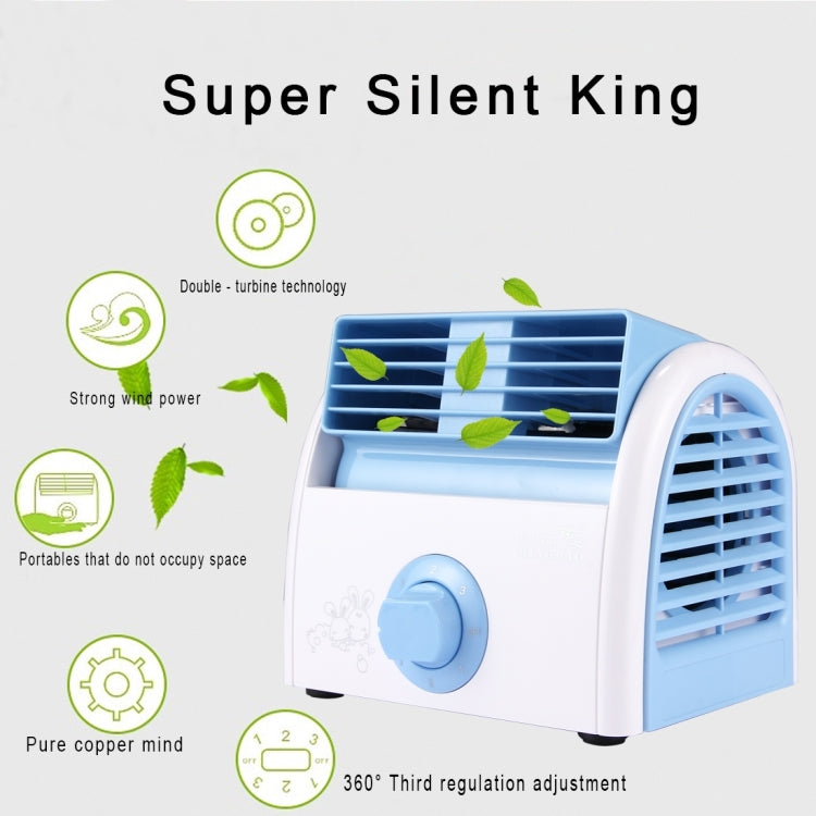 30W Turbine No Blade Mini Desktop Mute Fan for Dormitory / Bedroom / Living Room / Office, 3 Kinds Speed Modes, AC 220V(Blue) | Bowlift