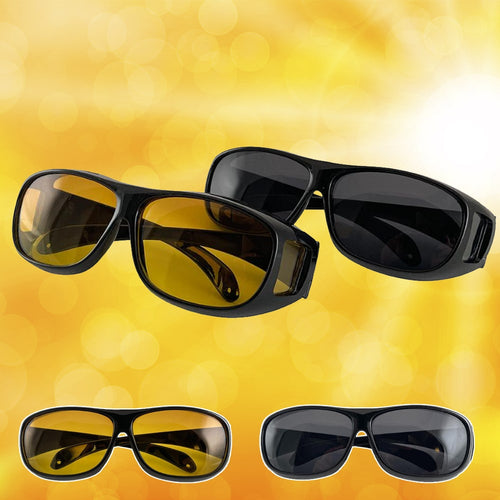 HD-Vision Glasses - 2 pcs Day + Night polarized glasses (perfect as car, sports, night driving & UV sunglasses) | Bowlift