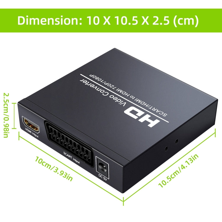 BowLift | NEWKENG NK-8S SCART + HDMI to HDMI 720P / 1080P HD Video Converter Adapter Scaler Box