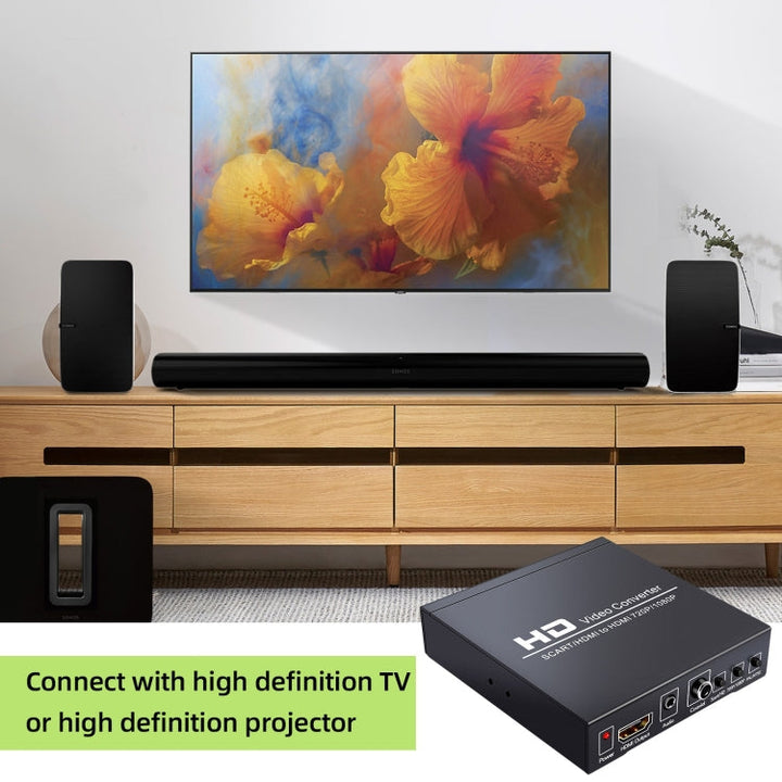 BowLift | NEWKENG NK-8S SCART + HDMI to HDMI 720P / 1080P HD Video Converter Adapter Scaler Box