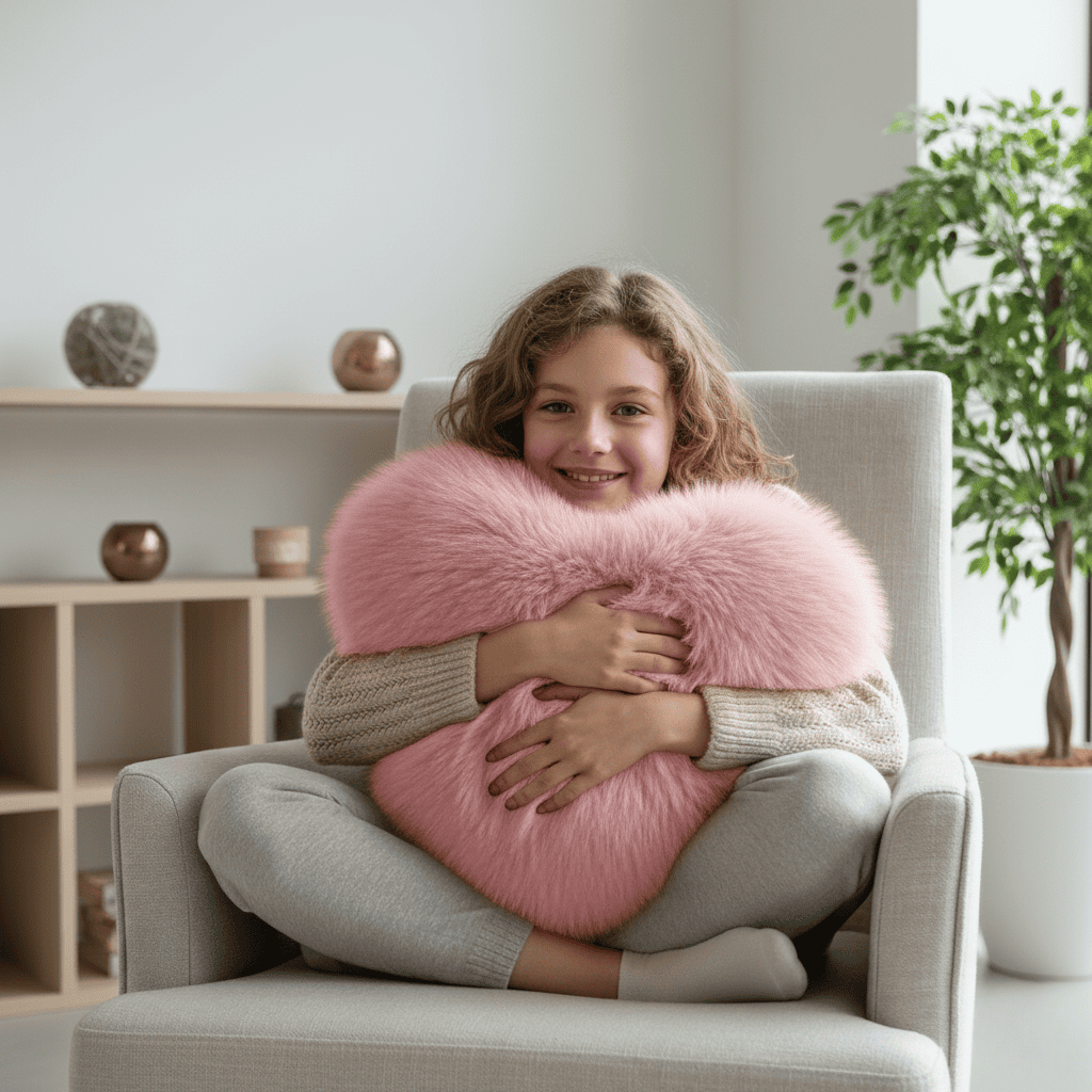 BowLift | Soft decorative cushion in heart shape with plush texture