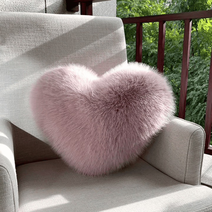 BowLift | Heart-shaped faux fur pillow for warm & modern living spaces