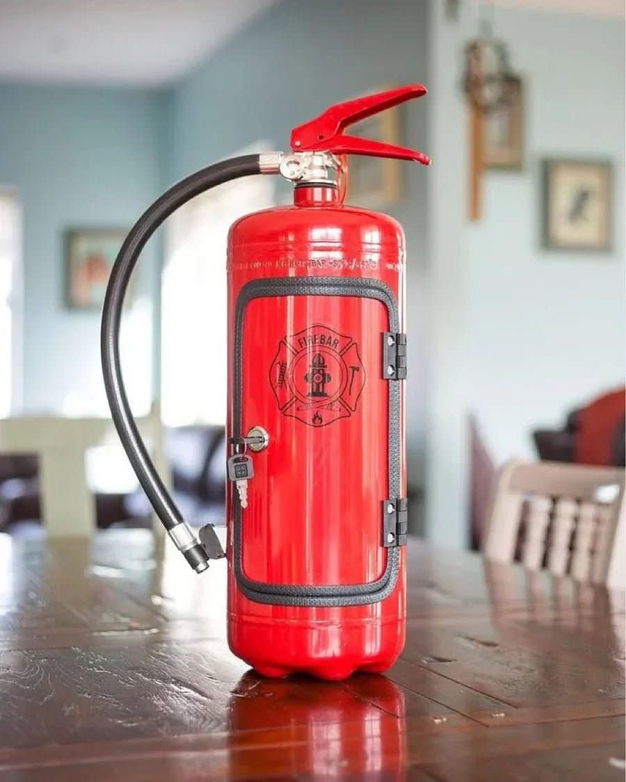 BowLift | Hidden mini bar in fire extinguisher design for stylish drink storage