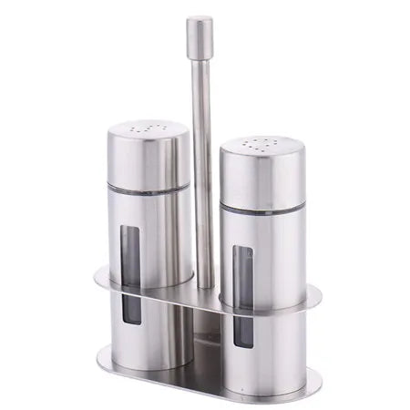 BowLift | Stylish set of stainless steel mills with a practical and elegant stand