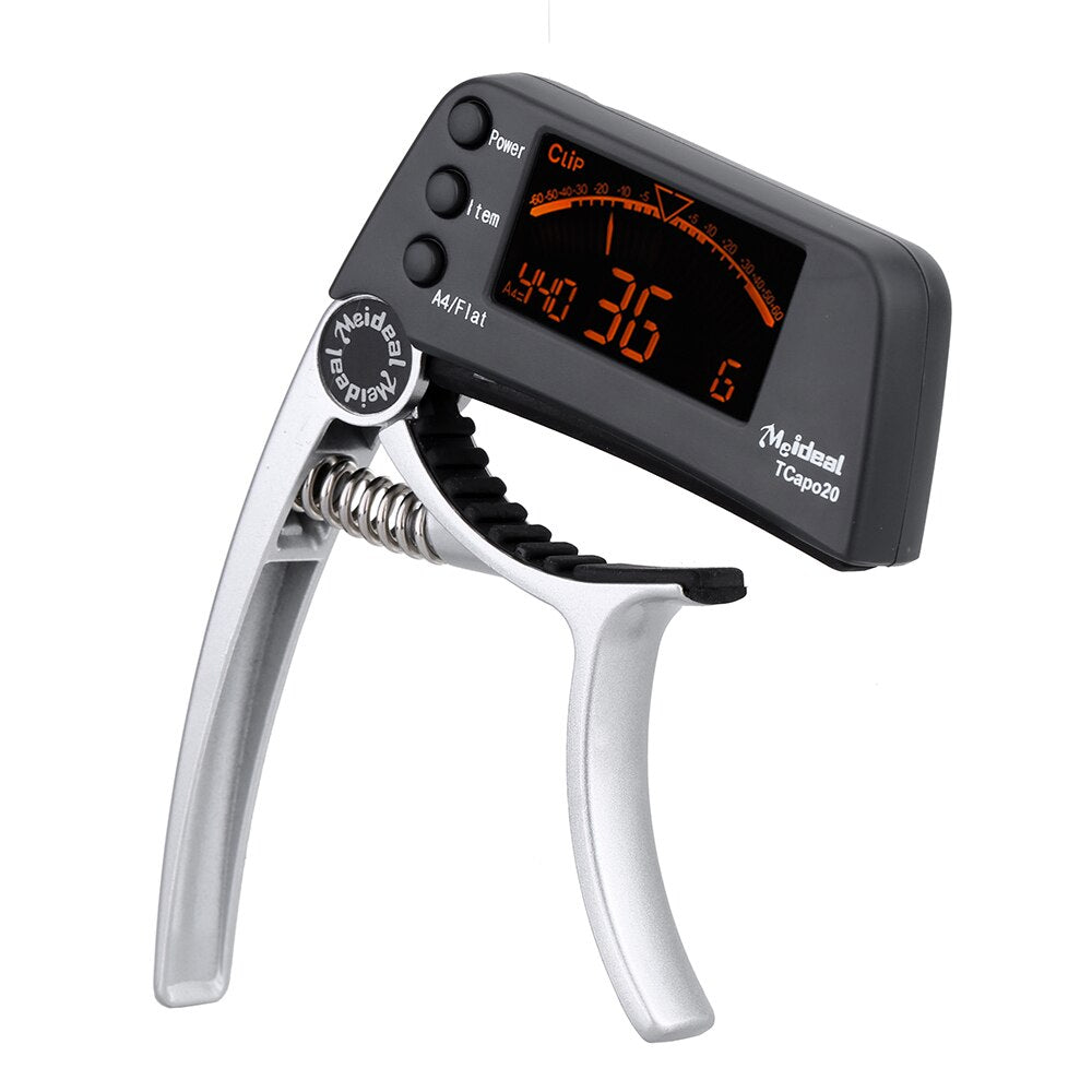 Capo & Tuner "TuneGrip" – 2-in-1 Guitar accessory with LCD screen | Bowlift