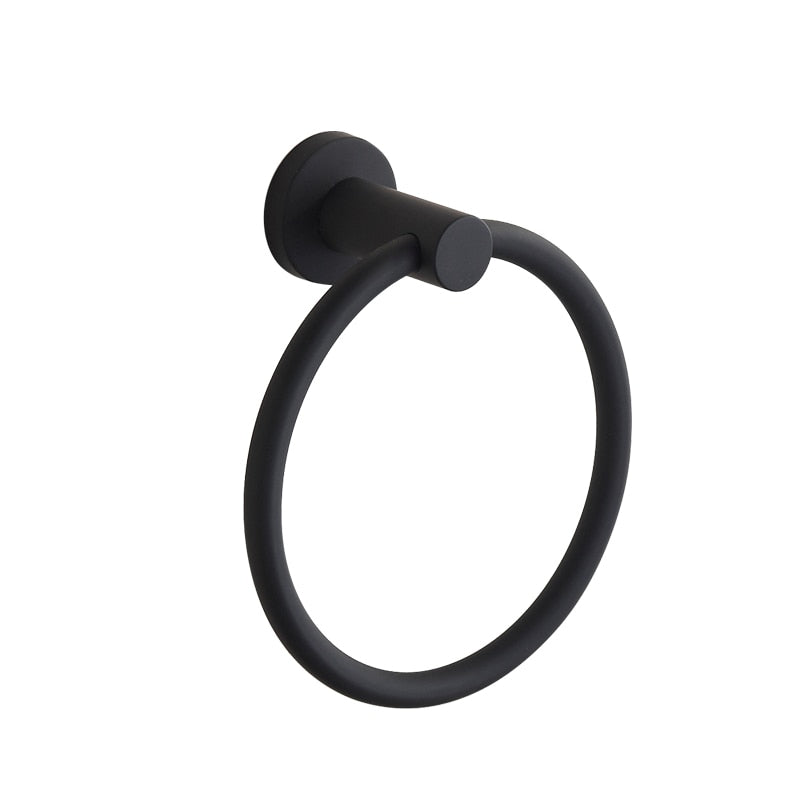 BowLift | Towel ring made of 304 stainless steel in chrome, Round simple design, Black, European bathroom accessories, Rustproof