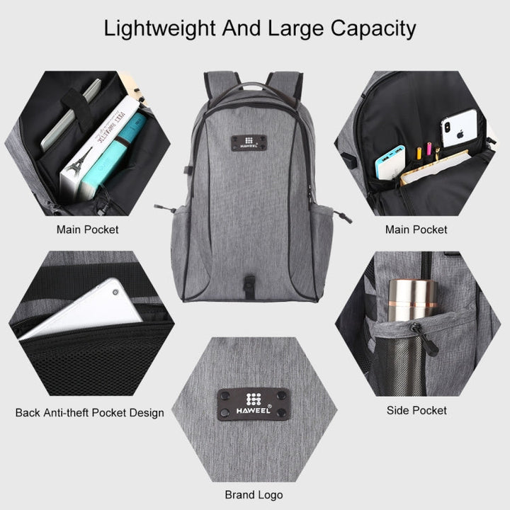 BowLift | HAWEEL Outdoor Portable Canvas Double Shoulder Laptop Backpack (Gray)