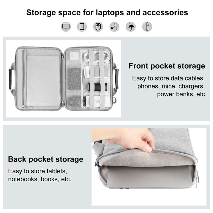 BowLift | HAWEEL 14.0 inch - 16.0 inch briefcase crossbody laptop bag for Macbook, Lenovo Thinkpad, ASUS, HP (Gray)