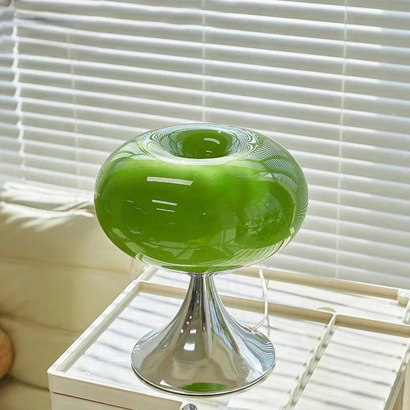 BowLift | Antique Apple Table Lamp made of Glass | E27 Halogen, Rotary Switch