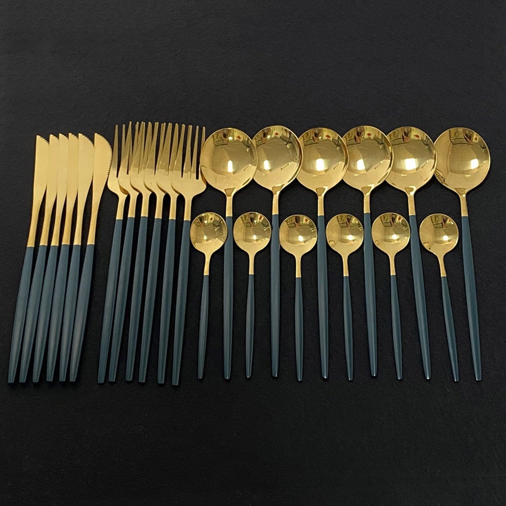 BowLift | RoyalGlimmer Gold Cutlery Set - Gold Cutlery Set for a Luxurious Table Decoration