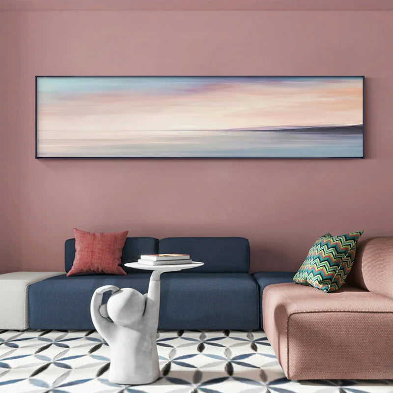 Pastel Blue Pink Purple Abstract Landscape Wall Art Fine Art Canvas Prints Wide Format Pictures For Bedroom Above The Bed Or Above The Sofa | Bowlift