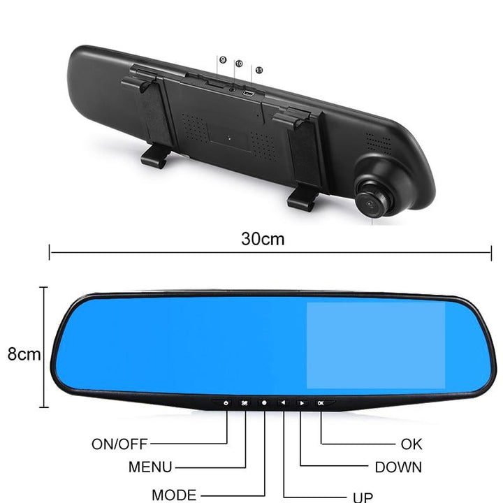 BowLift | Dual Lens DashCam Vehicle Front and Rear Car Camera HD 1080P Video Recorder