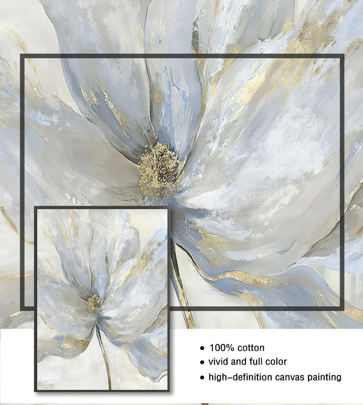 Simple Blue Floral Wall Art Fine Art Canvas Prints Modern Abstract Botanical Pictures For Living Room Bedroom Contemporary Home Decor | Bowlift