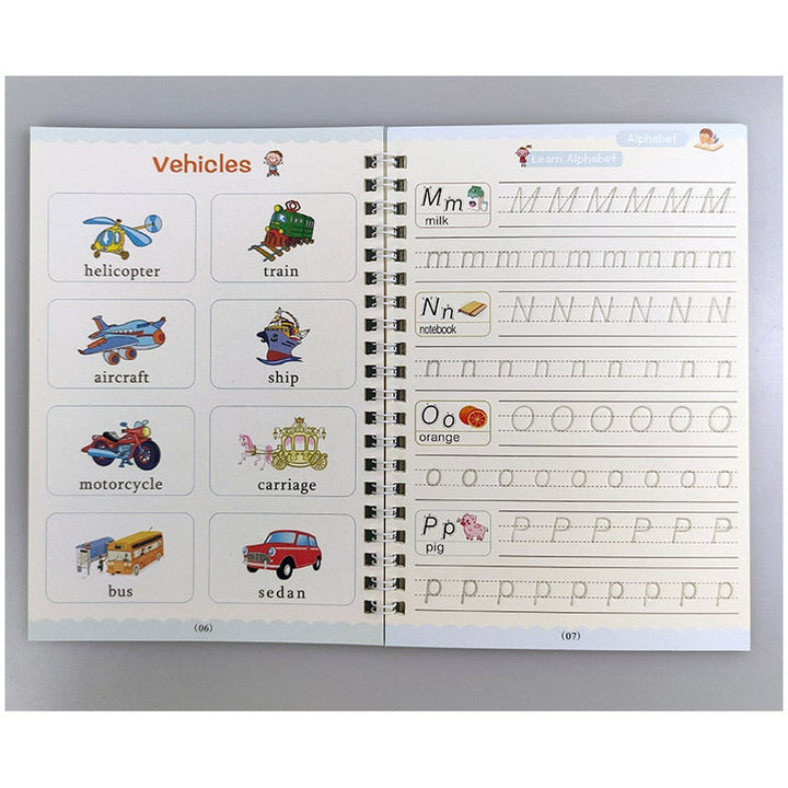 Kids Practice Magic Groove Writing Notebook Auto-Disappears in 10 Minutes Bowlift