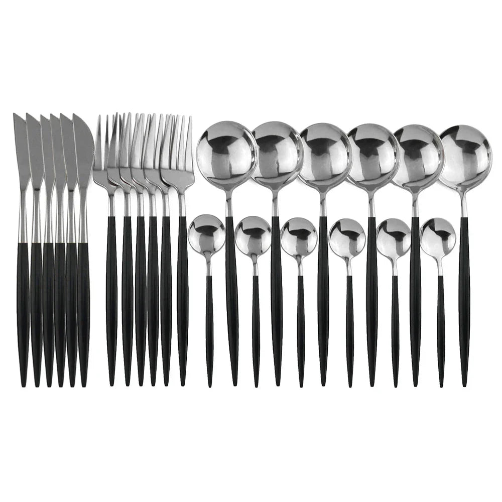 BowLift | Luxury Black-Gold Stainless Steel Cutlery Set - for Elegant Meals