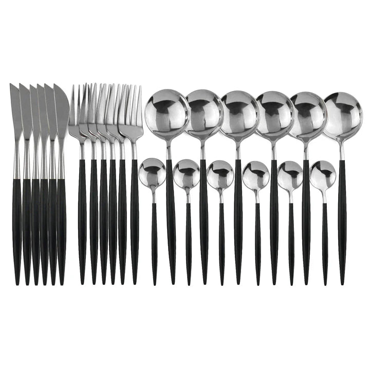 BowLift | Luxury Black-Gold Stainless Steel Cutlery Set - for Elegant Meals