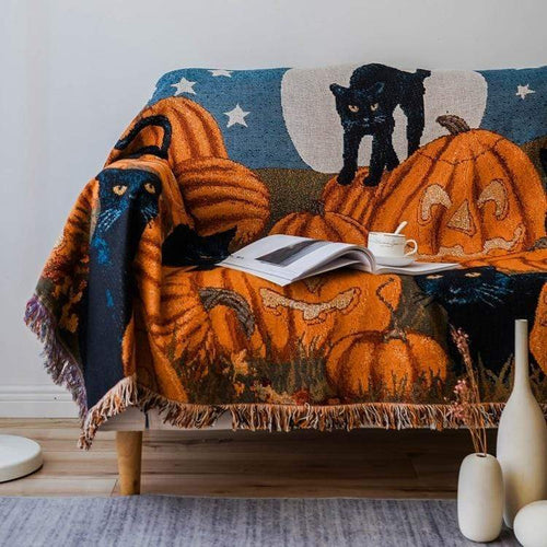 Halloween Cat Throw Blanket Bowlift