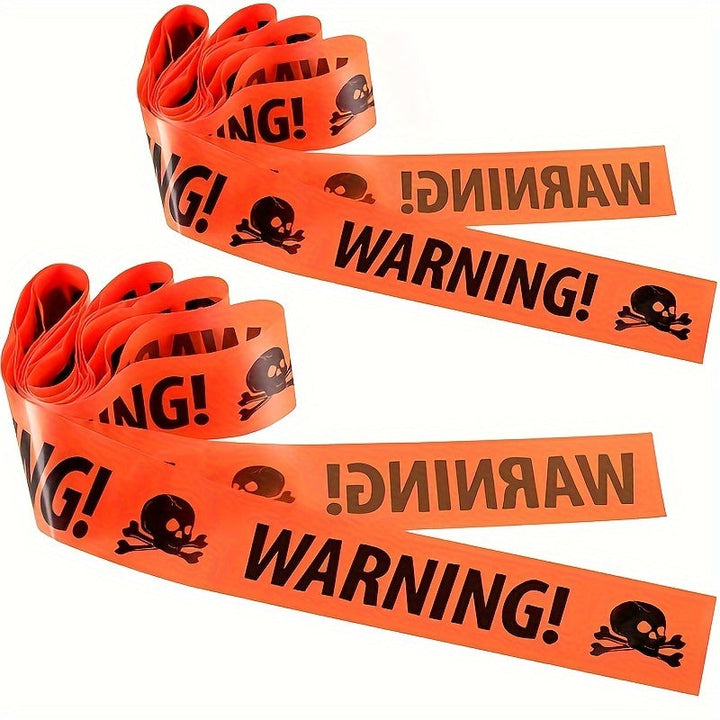 BowLift | Spooky Halloween Skull Banner – Plastic Warning Tape Decoration