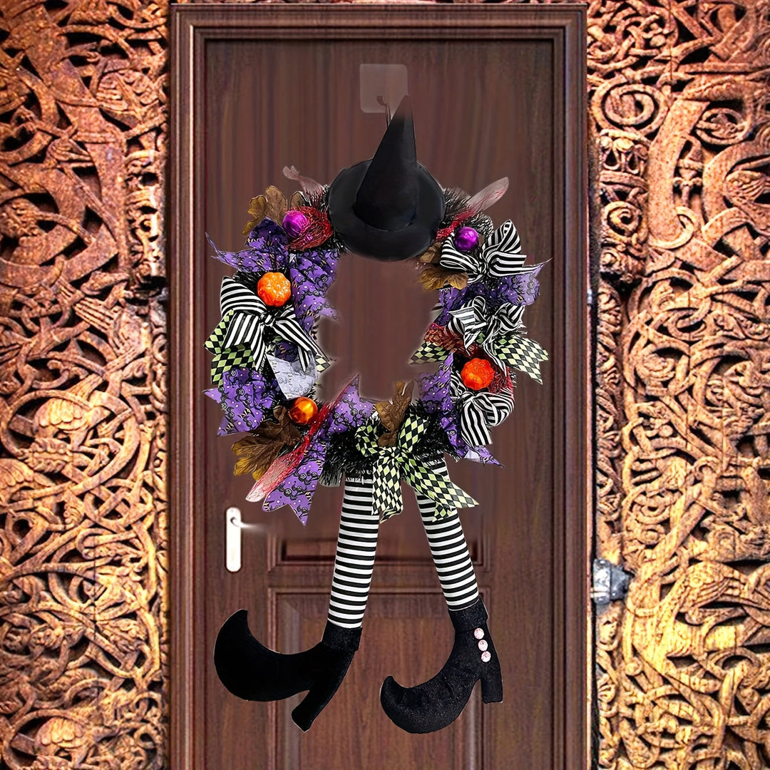 BowLift | Whimsical Witch Legs Wreath – Festive Halloween Front Door Decoration