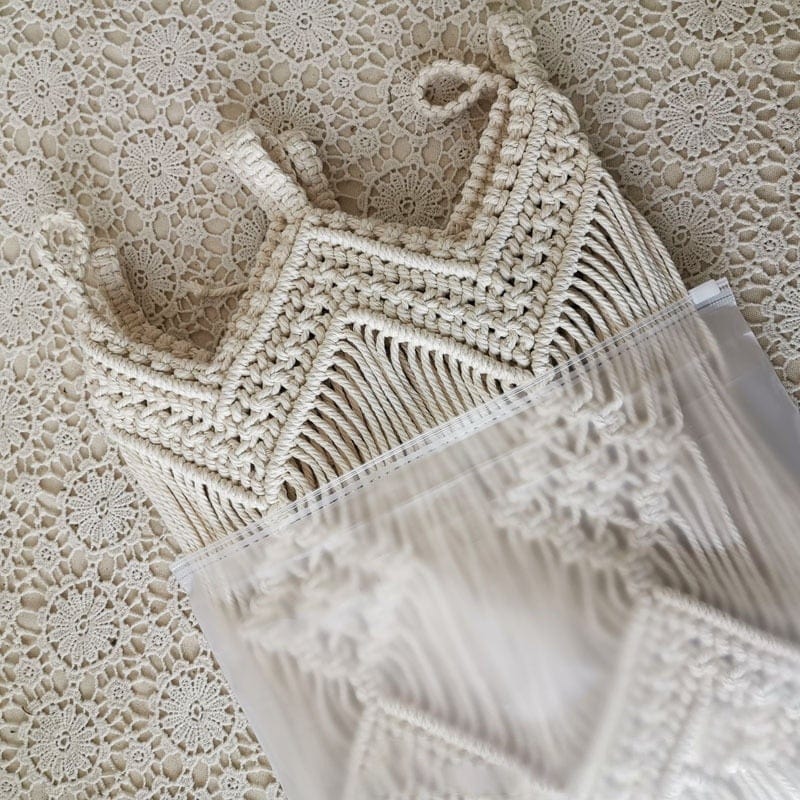 Handwoven Macrame Hanging Drapery Bowlift