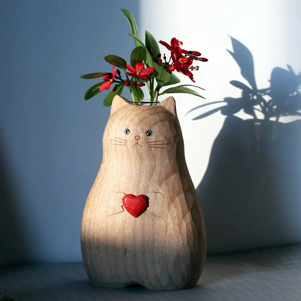 BowLift | Handmade cat vase made of wood – Unique & Eco-friendly decor