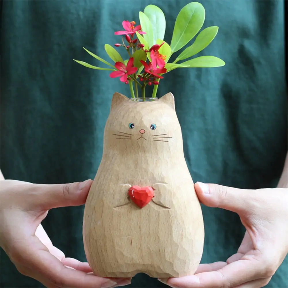 BowLift | Handmade cat vase made of wood – Unique & Eco-friendly decor