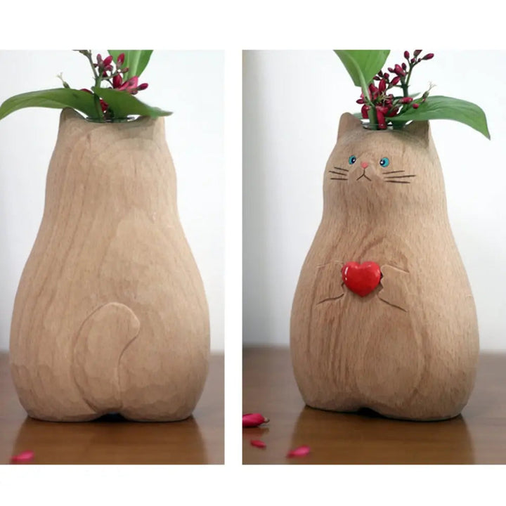 BowLift | Handmade cat vase made of wood – Unique & Eco-friendly decor