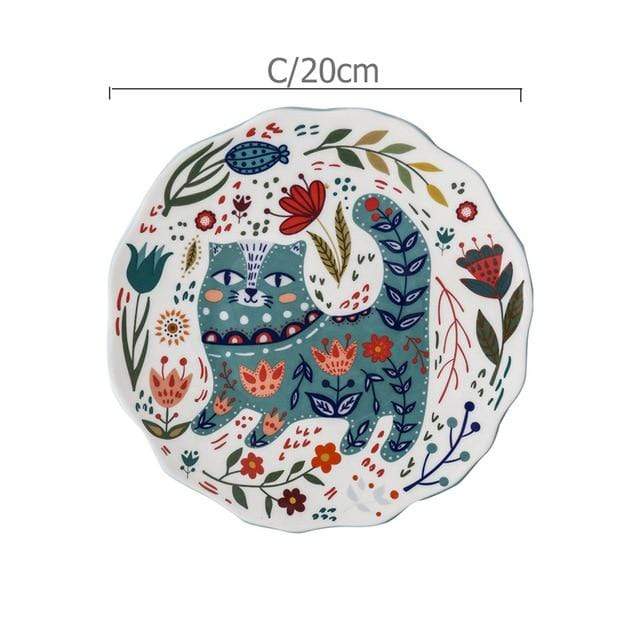 Hand-painted cat ceramic plate Bowlift