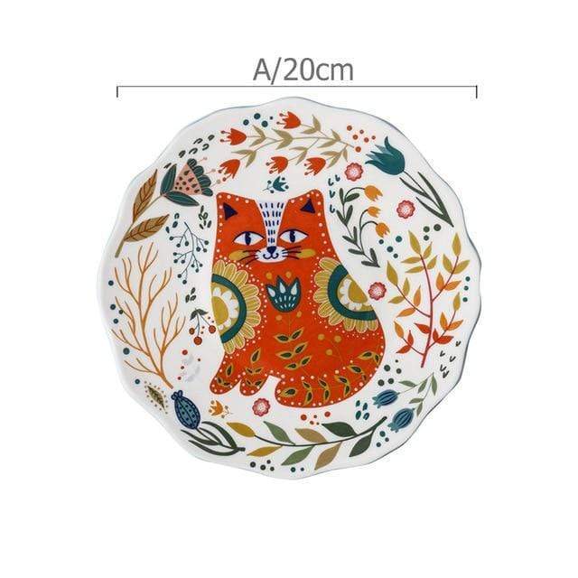 Hand-painted cat ceramic plate Bowlift
