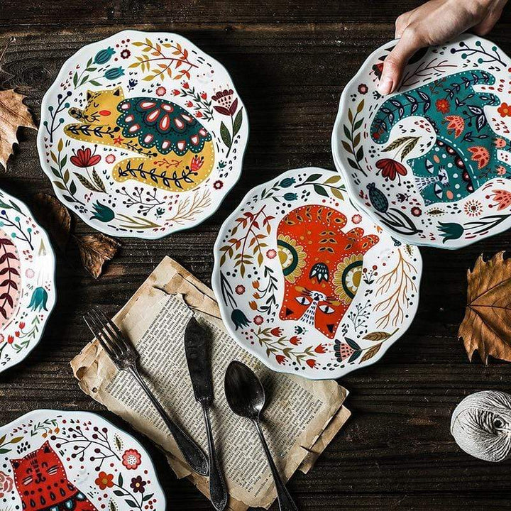 Hand-painted cat ceramic plate Bowlift