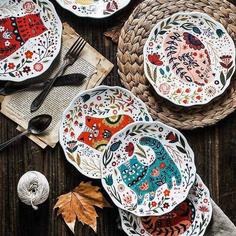 Hand-painted cat ceramic plate Bowlift