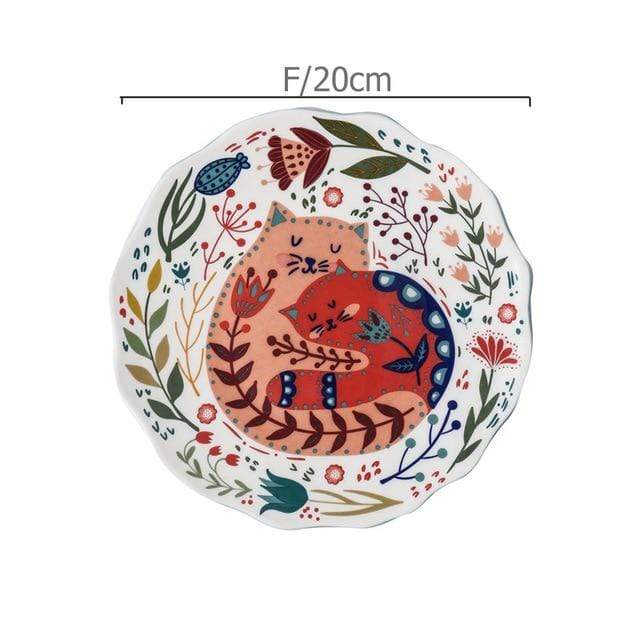Hand-painted cat ceramic plate Bowlift