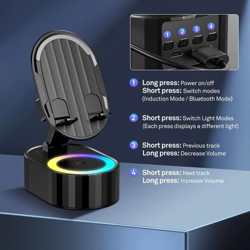 BowLift | Handy Stand with Induction Speaker & Power Bank